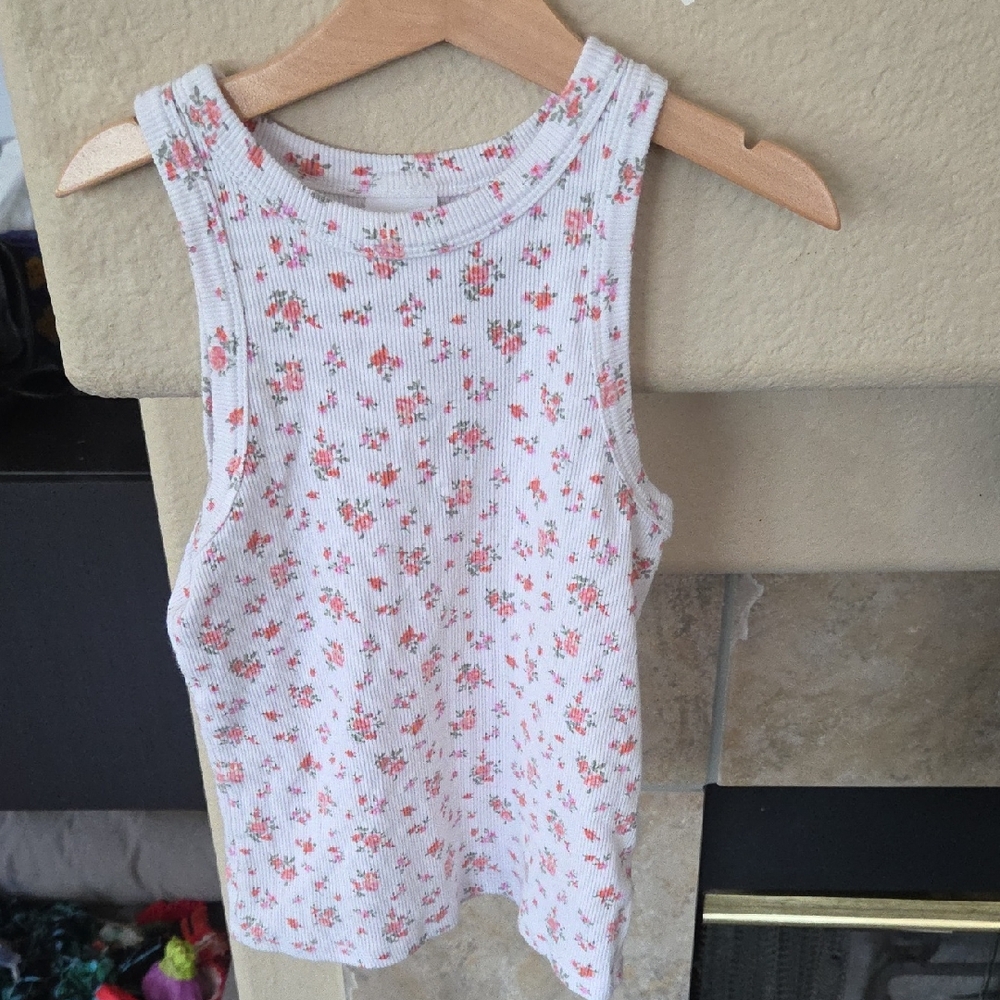Art Class Floral Ribbed Tank Top